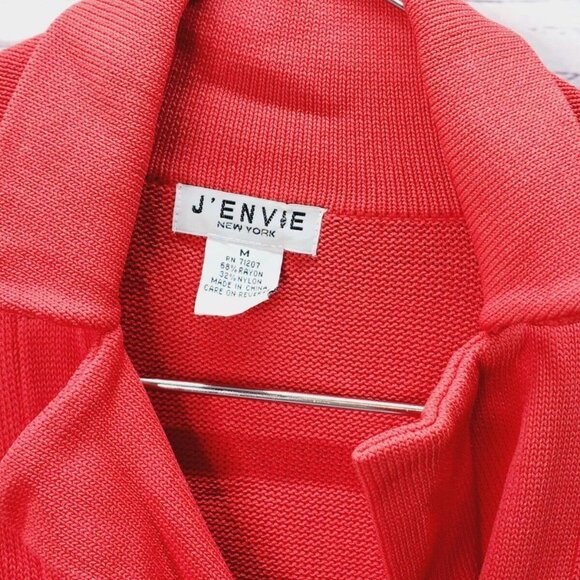 J'Envie Womens Notched Collar 3/4 Sleeve Double Breasted Sweater Red Size Medium - Picture 5 of 9